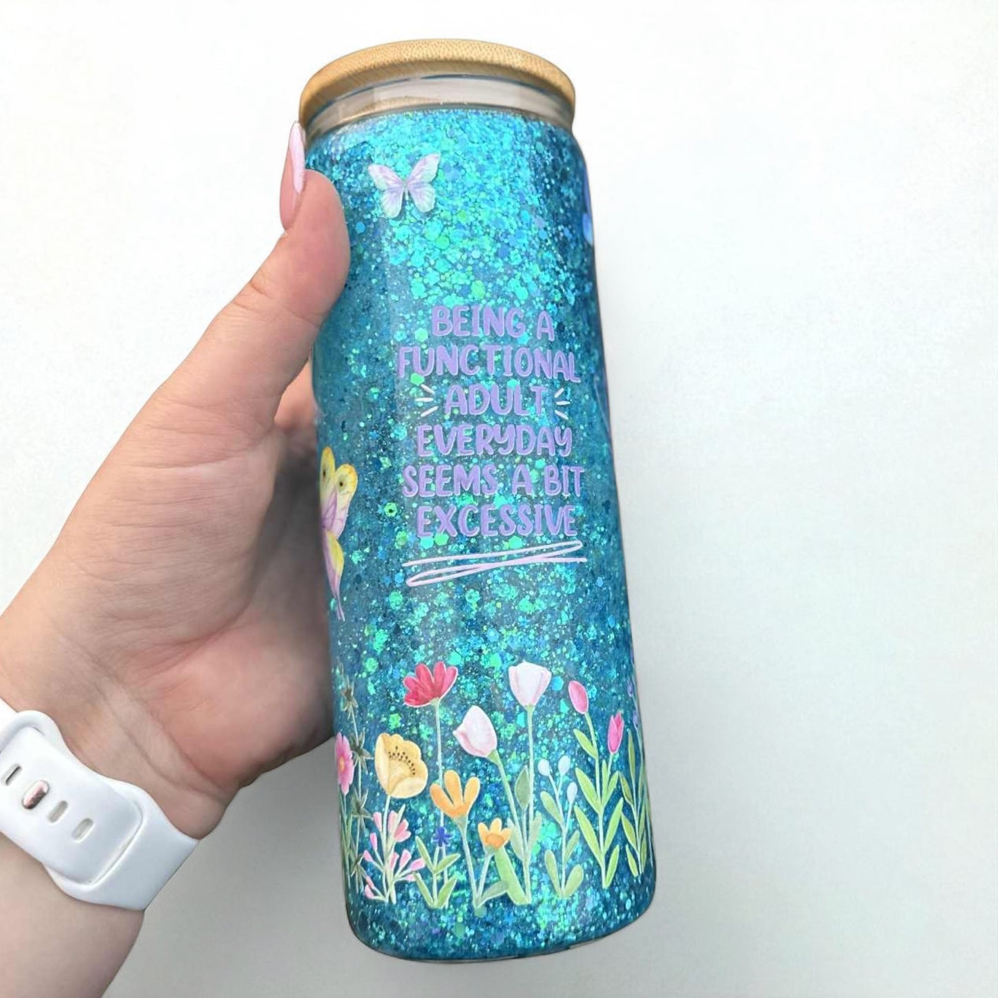 20oz Snow Globe Tumbler ✨- Adulting wrap