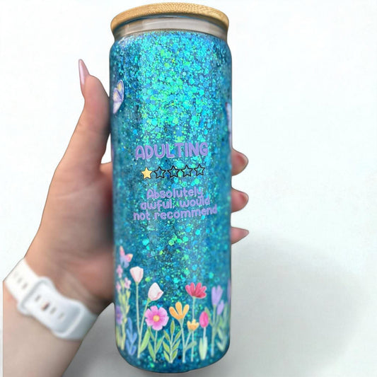 20oz Snow Globe Tumbler ✨- Adulting wrap
